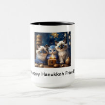 Hanukkah Coffee Mugg med Ragdoll Cats