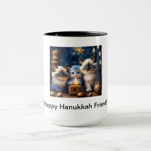 Hanukkah Coffee Mugg med Ragdoll Cats