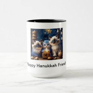 Hanukkah Coffee Mugg med Ragdoll Cats