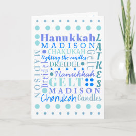 Hanukkah Collage Light Blue Coola Barn Namn Helgkort