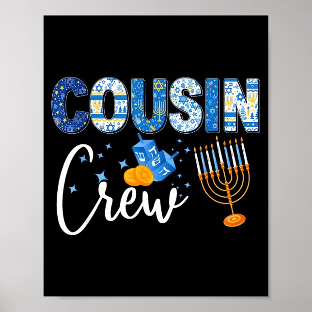 Hanukkah Cousin Crew Matching Family Christmas Paj Poster (Framsidan)