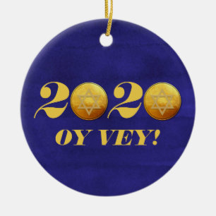 Hanukkah Covid 2020 Gelt-mynt Oy Vey Julgransprydnad Keramik