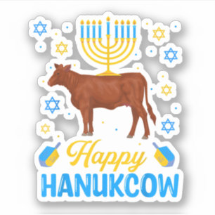 Hanukkah Cow Orah Dreidel Jewish Chanukah Decorati Klistermärken