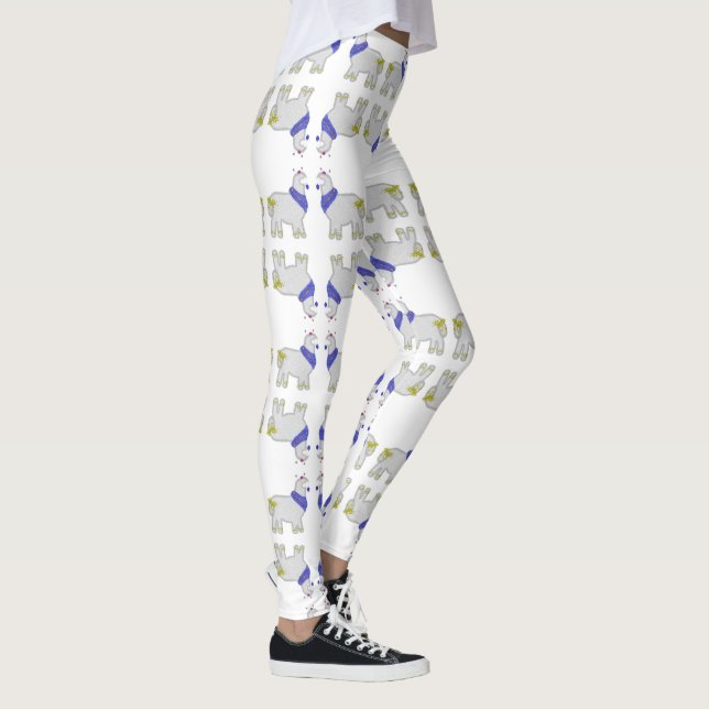 Hanukkah Cute Alpaca Feliz Janucá Leggings (Höger)