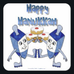 Hanukkah Dancing Dreidels och Jelly Doughnut Fyrkantigt Klistermärke<br><div class="desc">Du tittar på Lee Hiller-designsamlingen av Hem- och Office Decor,  Apparel,  Gifts and Collectibles. Utformningen omfattar Lee Hiller Photography och Mixed Media Digital Art Collection. Du kan visa hennes naturfotografi på http://HikeOurPlanet.com/ och följa hennes vandrande blogg i Hett Vår nationalpark.</div>