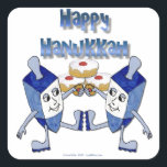 Hanukkah Dancing Dreidels och Jelly Doughnut Fyrkantigt Klistermärke<br><div class="desc">Du tittar på Lee Hiller-designsamlingen av Hem- och Office Decor,  Apparel,  Gifts and Collectibles. Utformningen omfattar Lee Hiller Photography och Mixed Media Digital Art Collection. Du kan visa hennes naturfotografi på http://HikeOurPlanet.com/ och följa hennes vandrande blogg i Hett Vår nationalpark.</div>