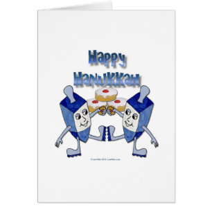 Hanukkah Dancing Dreidels och Jelly Doughnut Hälsningskort