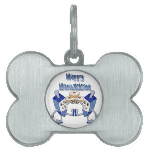 Hanukkah Dancing Dreidels och Jelly Doughnut ID-bricka Husdjur