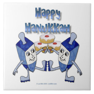 Hanukkah Dancing Dreidels och Jelly Doughnut Kakelplatta