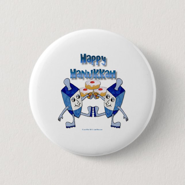 Hanukkah Dancing Dreidels och Jelly Doughnut Knapp (Framsida)