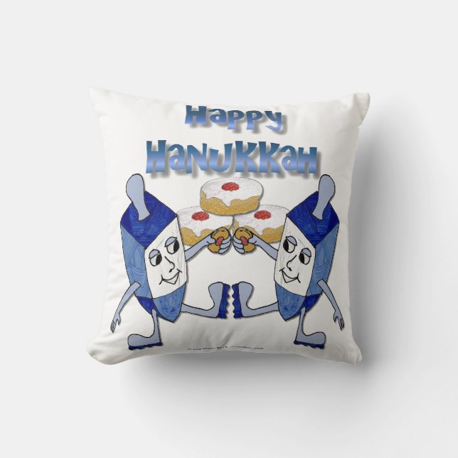 Hanukkah Dancing Dreidels och Jelly Doughnut Kudde (Framsida)