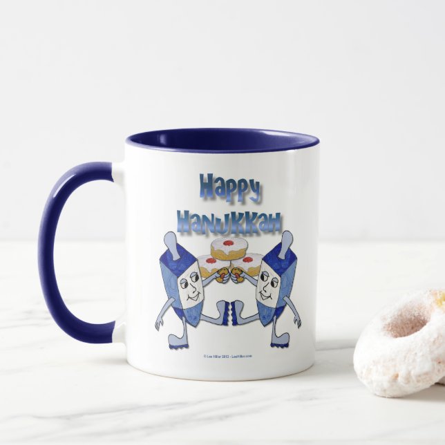Hanukkah Dancing Dreidels och Jelly Doughnut Mugg (Med munk)