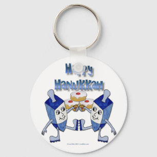 Hanukkah Dancing Dreidels och Jelly Doughnut Nyckelring