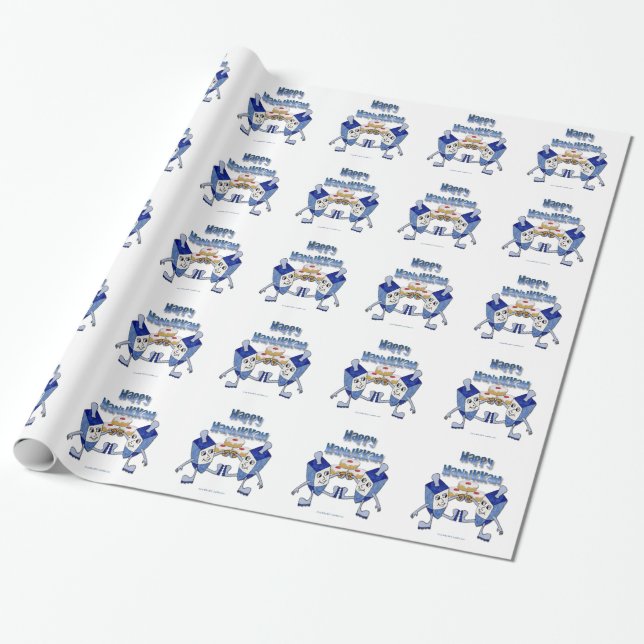 Hanukkah Dancing Dreidels och Jelly Doughnut Presentpapper (Utrullad)