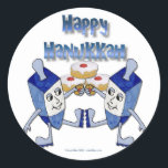 Hanukkah Dancing Dreidels och Jelly Doughnut Runt Klistermärke<br><div class="desc">Du tittar på Lee Hiller-designsamlingen av Hem- och Office Decor,  Apparel,  Gifts and Collectibles. Utformningen omfattar Lee Hiller Photography och Mixed Media Digital Art Collection. Du kan visa hennes naturfotografi på http://HikeOurPlanet.com/ och följa hennes vandrande blogg i Hett Vår nationalpark.</div>