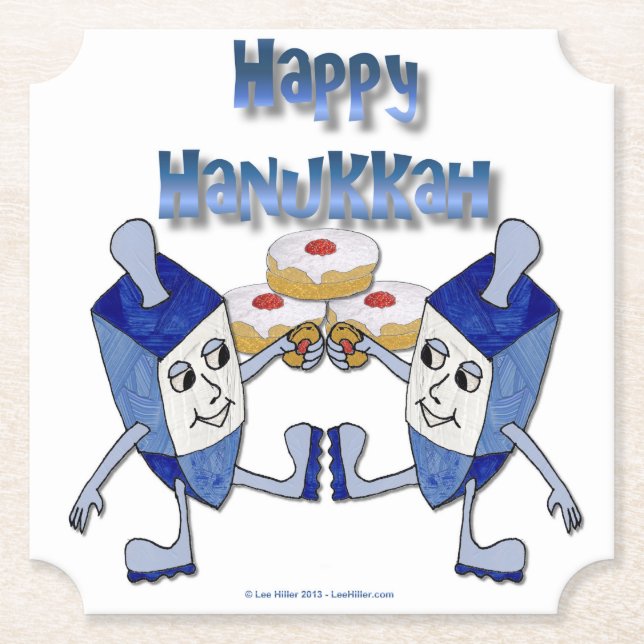 Hanukkah Dancing Dreidels och Jelly Doughnut Underlägg Papper (Framsida)