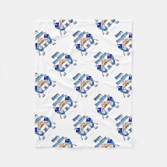 Hanukkah Dansande Dreidels och Gelédoughnuts Fleecefilt (Framsidan)