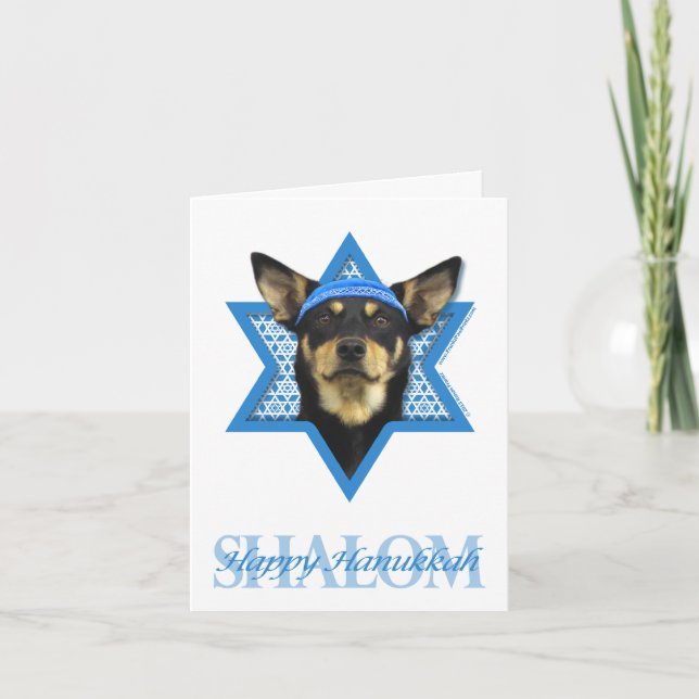 Hanukkah davidsstjärna - australiensisk Kelpie Helgkort (Framsida)