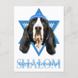 Hanukkah davidsstjärna - Bassethund - jasmin Helg Vykort