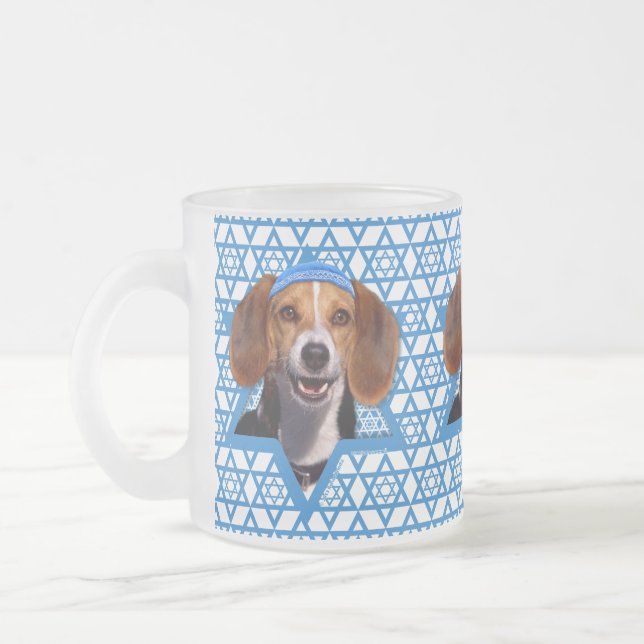 Hanukkah davidsstjärna - Beagle Frostad Glasmugg (Vänster)