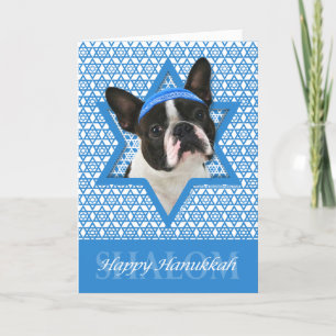 Hanukkah davidsstjärna - Boston Terrier Helgkort