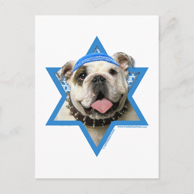 Hanukkah davidsstjärna - bulldogg helg vykort (Framsida)