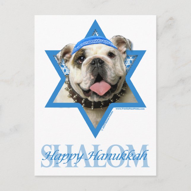 Hanukkah davidsstjärna - bulldogg helg vykort (Framsida)