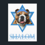 Hanukkah davidsstjärna - bulldogg helg vykort<br><div class="desc">Vad kunde göra ordstävet lyckliga Hanukkah mer roligt än ha denna bulldogg att ha på sig en Yamaka som omgavs av davidsstjärnan. Denna nyckfulla helgdagdesign ska är säker att glädja din vänner och familj såväl som andra hund älskare. Denna design är tillgänglig in över 100 Hund aveln. Om du inte...</div>