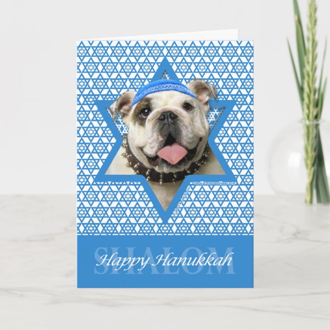 Hanukkah davidsstjärna - bulldogg helgkort (Framsida)