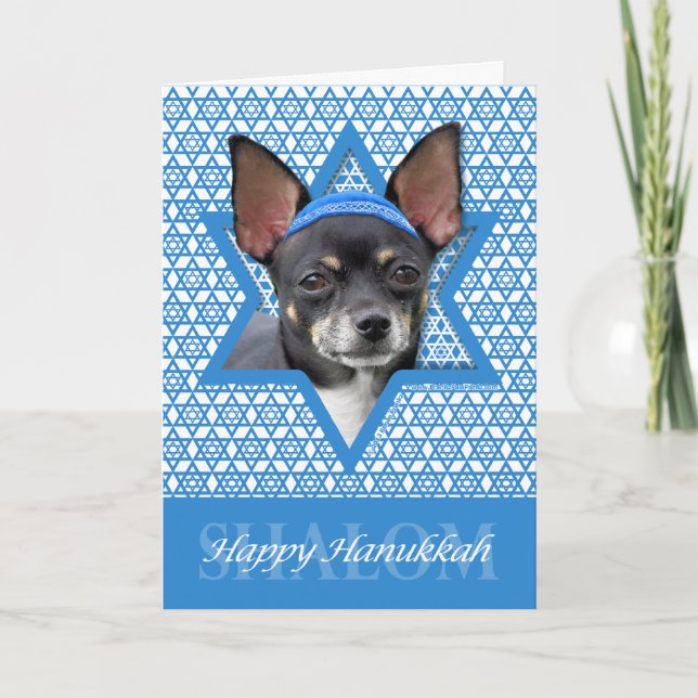 Hanukkah davidsstjärna - Chihuahua Helgkort (Framsida)