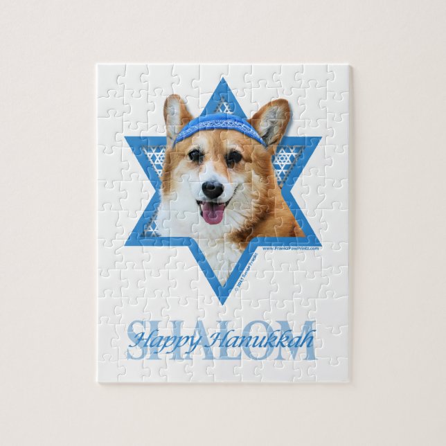 Hanukkah davidsstjärna - Corgi - Owen Pussel (Vertikal)