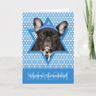 Hanukkah davidsstjärna - fransk bulldogg - kricka helgkort