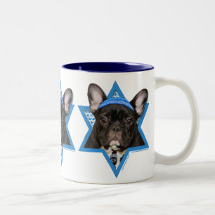 Hanukkah davidsstjärna - fransk bulldogg - kricka Två-Tonad mugg