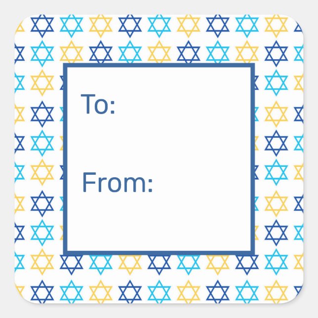 Hanukkah Davidsstjärna Fyrkantigt Klistermärke (Framsida)