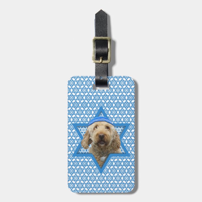 Hanukkah davidsstjärna - GoldenDoodle Bagagebricka (Vertikal Framsida)