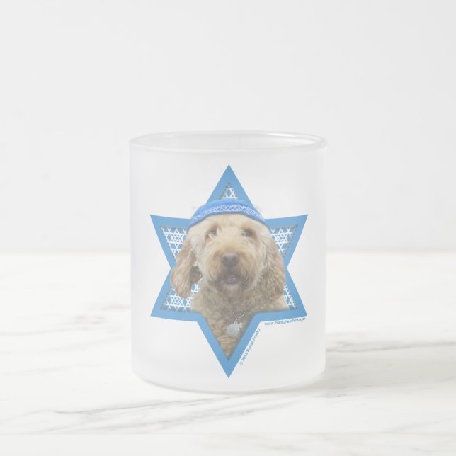 Hanukkah davidsstjärna - GoldenDoodle Frostad Glasmugg (Center)