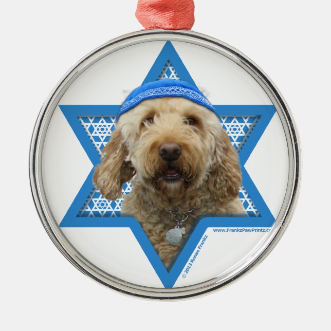 Hanukkah davidsstjärna - GoldenDoodle Julgransprydnad Metall (Framsidan)