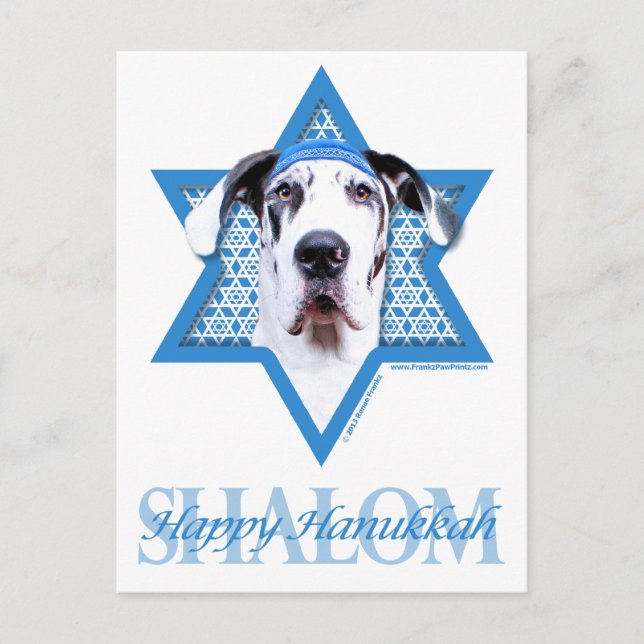 Hanukkah davidsstjärna - great dane - Harlequin Helg Vykort (Framsida)
