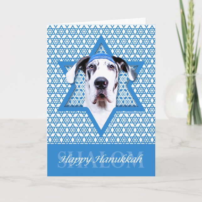 Hanukkah davidsstjärna - great dane - Harlequin Helgkort (Framsida)