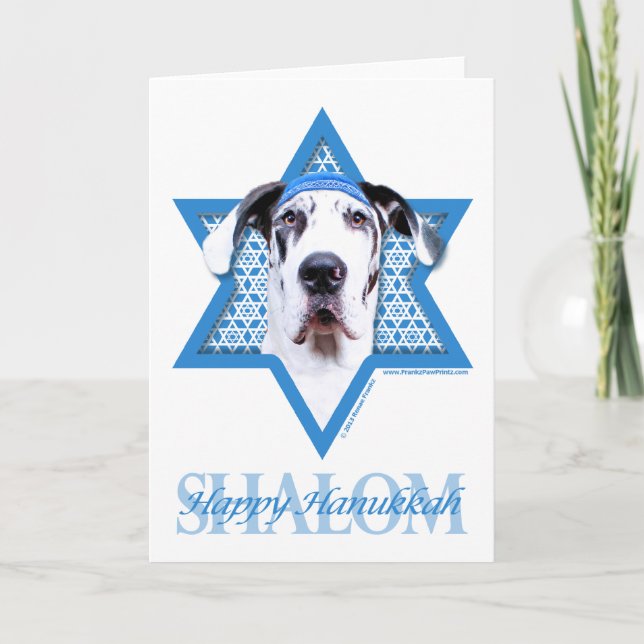 Hanukkah davidsstjärna - great dane - Harlequin Helgkort (Framsida)