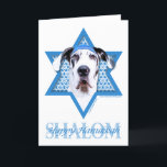 Hanukkah davidsstjärna - great dane - Harlequin Helgkort<br><div class="desc">Vad kunde göra ordstävet lyckliga Hanukkah mer roligt än ha denna Harlequingreat danehund att ha på sig en Yamaka som omgavs av davidsstjärnan. Denna nyckfulla helgdagdesign ska är säker att glädja din vänner och familj såväl som andra hund älskare. Denna design är tillgänglig in över 100 Hund aveln. Om du...</div>