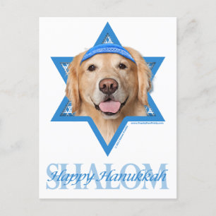 Hanukkah davidsstjärna - guld- Retriever - kran Helg Vykort
