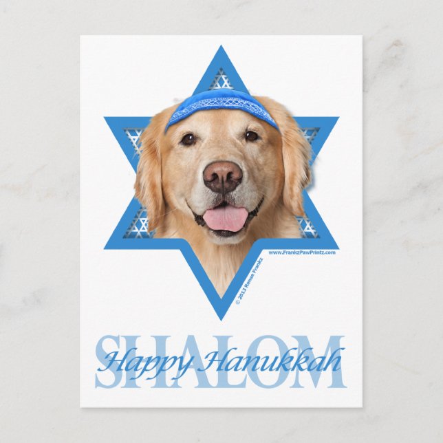 Hanukkah davidsstjärna - guld- Retriever - kran Helg Vykort (Framsida)