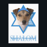 Hanukkah davidsstjärna - jackRussell Terrier Helg Vykort<br><div class="desc">Vad kunde göra ordstävet lyckliga Hanukkah mer roligt än ha denna hund för den jackRussell terrieren att ha på sig en Yamaka som omgavs av davidsstjärnan. Denna nyckfulla helgdagdesign ska är säker att glädja din vänner och familj såväl som andra hund älskare. Denna design är tillgänglig in över 100 Hund...</div>