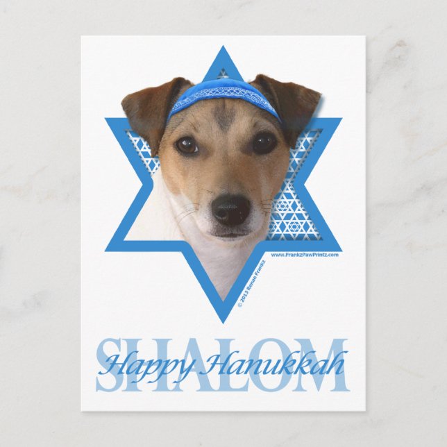 Hanukkah davidsstjärna - jackRussell Terrier Helg Vykort (Framsida)