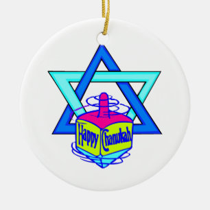 Hanukkah davidsstjärna julgransprydnad keramik
