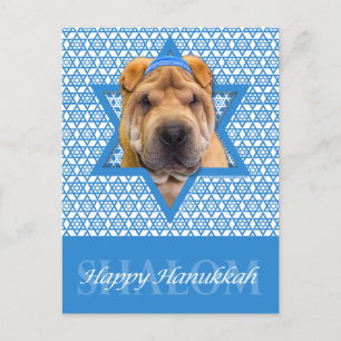 Hanukkah davidsstjärna - kinesiska Shar Pei Helg Vykort