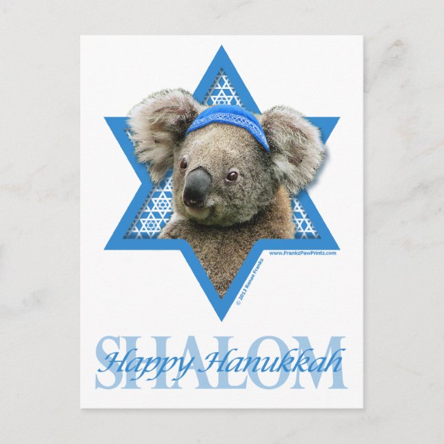Hanukkah davidsstjärna - Koalabjörn Helg Vykort (Framsida)