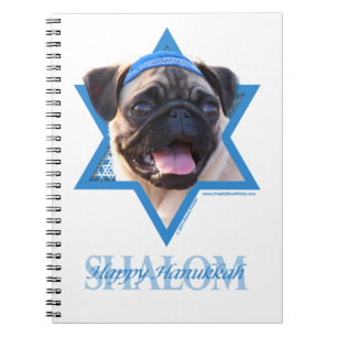 Hanukkah davidsstjärna - mops anteckningsbok med spiral