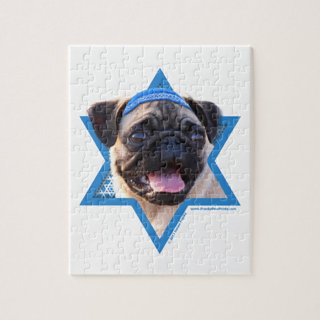 Hanukkah davidsstjärna - mops pussel (Vertikal)